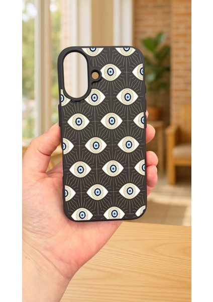 iPhone 16 Plus - Evıl Eye Desenli Silikon Darbe Emici Klasik Korumalı Rubber Kılıf fiyatları