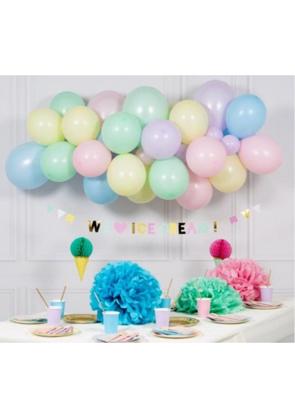 Makaron Balon Konsept Makaron Balonzinciri Lila Pembe Yeşil Mavi Somon Sarı