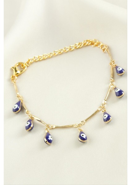 Sptrns Damla Nazar Boncuk Mineli Bileklik-Mavi