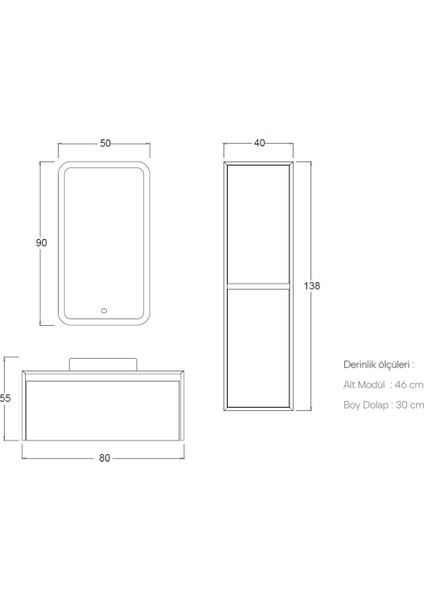 Lıne Banyo Dolabı 120 cm (Boy Dolabı Dahil Değildir.) fırsatları
