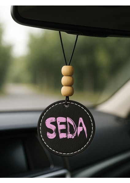 Kişiye Özel Isim Yazılı 1.sınıf Deri Oto Aksesuar Dikiz Aynası Süsü Siyah - Brushed