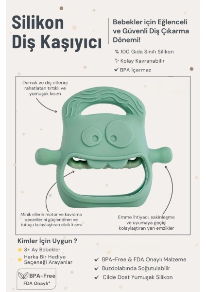 Koyu Yeşil Bebek Silikon Diş Kaşıyıcı modelleri