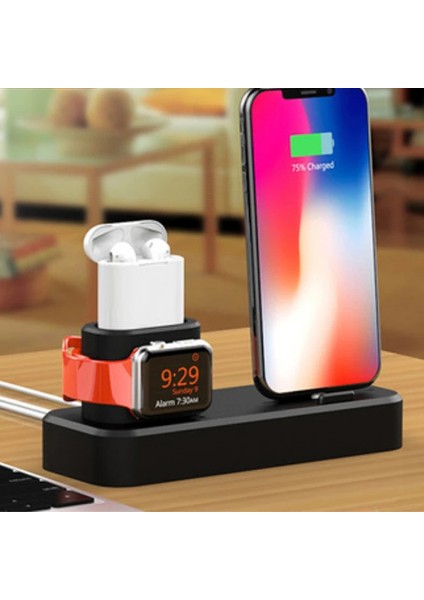 Ally 3in1 Charging Base Iphone+ Iwatch+ Ipods Silikon Şarj STANDI-(5775) modelleri