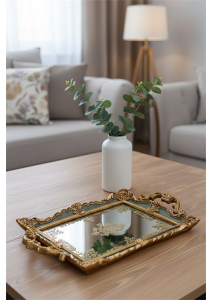 Şık Hediyelik Oymalı Sunum Aynalı Klasik Tepsi fiyatları