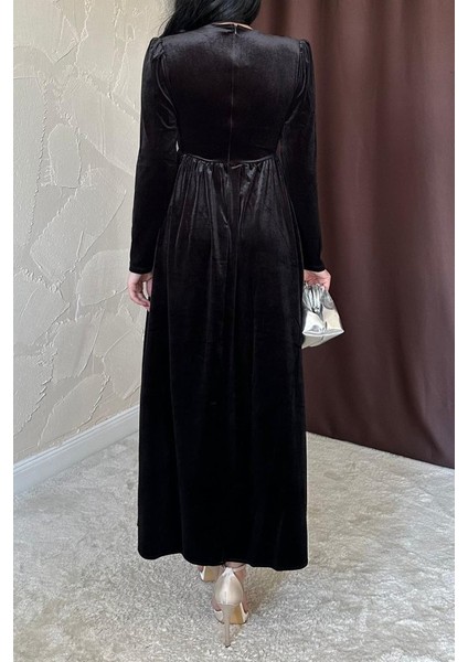 Siyah Göğüs Altı Taşlı Elbise modelleri