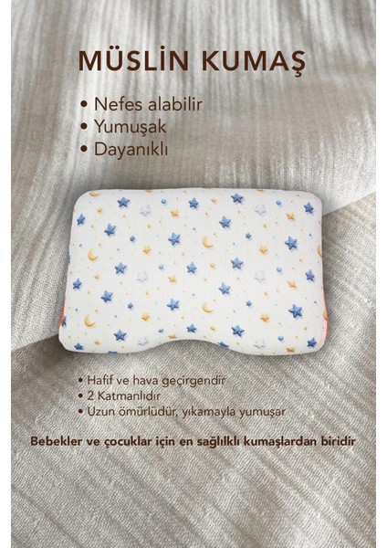 2 Adet Visco Ortopedik Çocuk Yastığı,boyun Destekli Delikli Hava Kanallı Visco Yastık (Yıldızlı) fırsatları