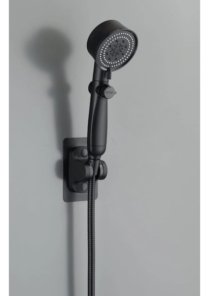 Royal Siyah Pervaneli Kademeli Stoplu Duş Başlık (5324)