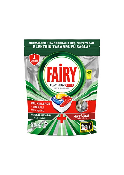2 Adet Fairy Bulaşık Makinesi Tableti Platinum Plus 40'lı