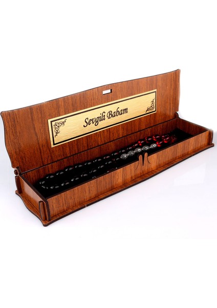 Gümüş Püsküllü Sevgili Babam Yazılı Ahşap Kutulu Ateş Kehribar Tesbih fiyatları
