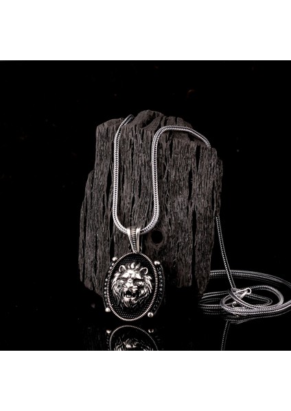 925 Ayar Gümüş Mikro Taşlı Aslan Motifli Kolye