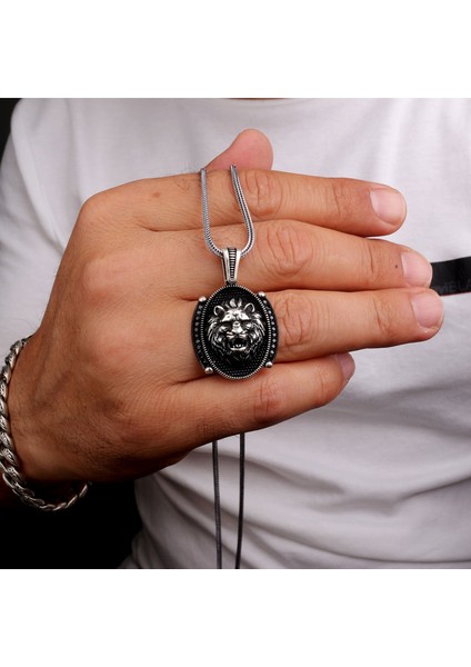 925 Ayar Gümüş Mikro Taşlı Aslan Motifli Kolye fiyatları