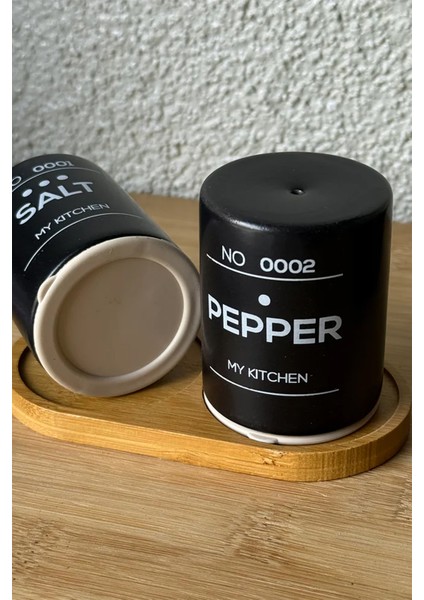 Savora Seramik Bambu Altlıklı Tuzluk Biberlik Seti Baharat Takımı Siyah fiyatları