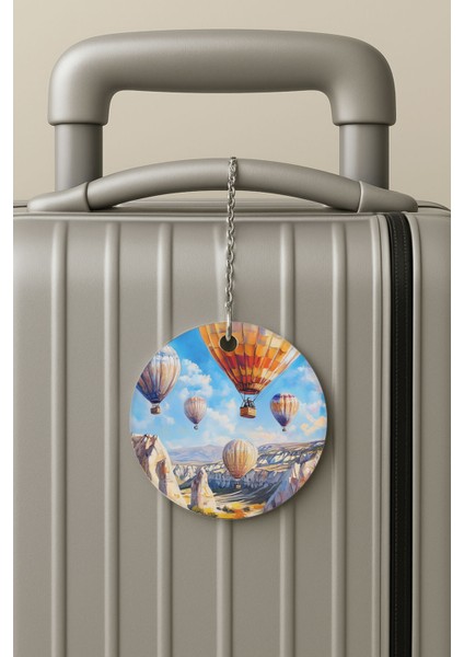 Pleksi Zincirli Bavul Etiketi Seyahat Tatil Için Tasarım Valiz Etiketi Balonlar