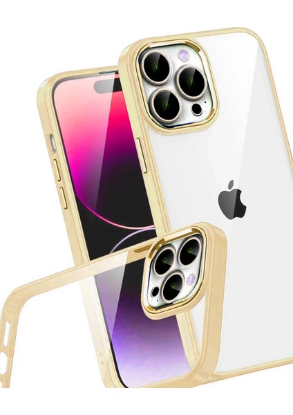 Nrzsnt Newface Apple Iphone 15 Pro Max Razer Lensli Silikon - Gold modelleri
