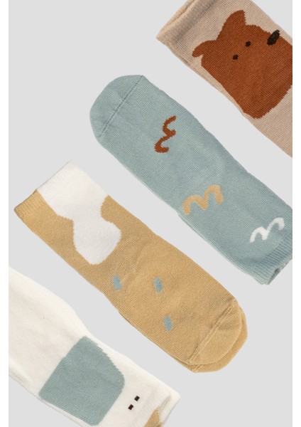 4 Çift Pamuklu Kaydırmaz Taban Çocuk Soket Çorap fırsatları