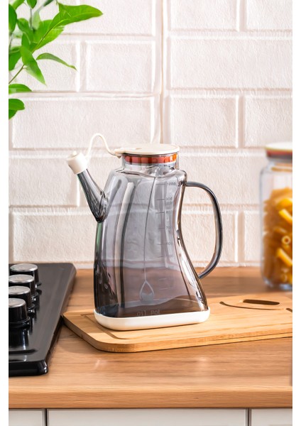 3855-2 Şeffaf Borosilikat Cam Zeytinyağ Şişesi - Yağlık ve Sirkelik Beyaz 1lt fırsatları