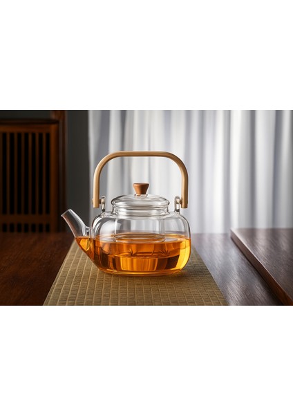 Ahşap Saplı Cam Filtreli Demlik