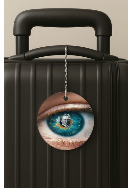 Atamın Yansıması Desenli Uv Baskılı Pleksi Bavul Etiketi Seyahat Tatil Valiz Etiketi