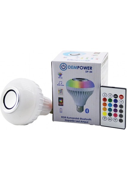2ın1-Kumandalı Rgb LED Ampul - Bluetooth Hoparlör Müzik Çalar LED-7W - HOPARLÖR-3W (5324)