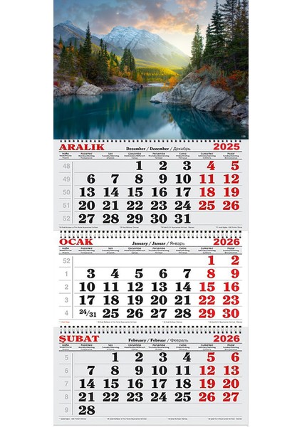 2026 Yılı Gemici Takvimi-Dağlar Arasındaki Nehir