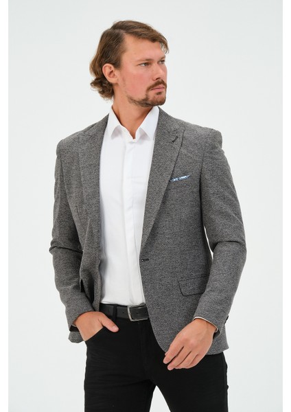 Erkek Slim Fit Blazer Ceket Antrasit