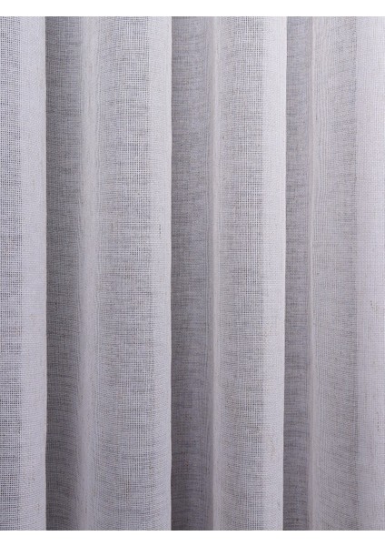 Hazel Ekru-Kahverengi Detaylı Keten Düz Tül Perde Gramajlı (1/2.5 Normal Pile)