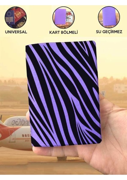 Tüm Ülke Pasaportlarına Uyumlu Zebra Mor Vinleks Pasaport Kılıfı Kabı indirimleri