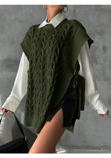 Kadınlar Için Şık Düz Renkli Dik Yaka Yelek - Ayarlanabilir Bağcıklı Ilkbahar Yaz Sonbahar Günlük