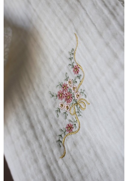 Çiçek Nakış 6'lı Isme Özel Müslin Bebek Set %100 Pamuk Tulum Battaniye Şapka Puset Örtü Yastk Eldivn fırsatları