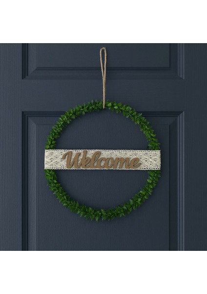 El Yapımı 25 cm Kapı Süsü Yapay Yeşil Çelenk, Dantel Detaylı Dekoratif Kapı Aksesuarı Hediyelik fiyatları