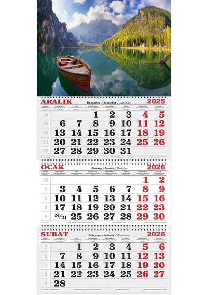 2026 Yılı Gemici Takvimi-Braies Gölü-Italya