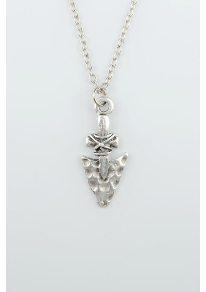 Ok Ucu Gümüş Kaplama Düz Zincir Kolye