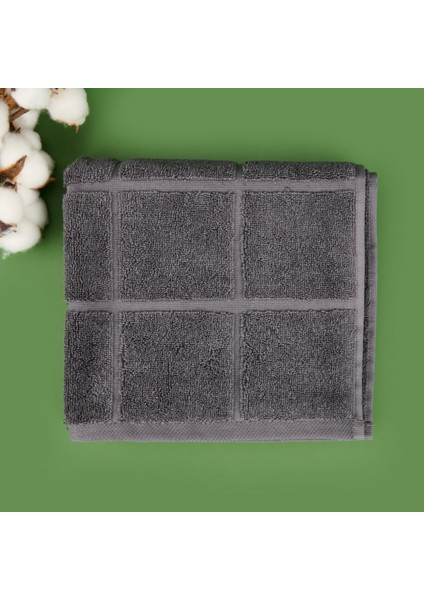 Soft Kareli Ayak Havlusu - Antrasit - 50X70 cm