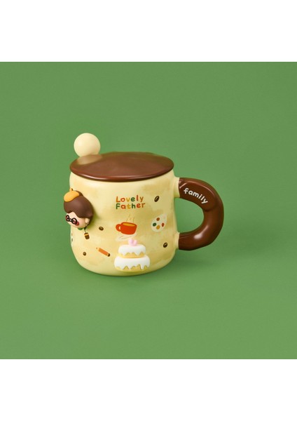 Figürlü Kaşıklı Kapaklı Kupa - Asorti - 250 ml