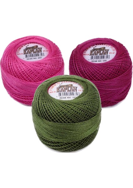 3 Adet Kaplan Etamin ve Kanaviçe Ipi 8 No Kod/renk: 602 - 599 - 1015 - Ryl