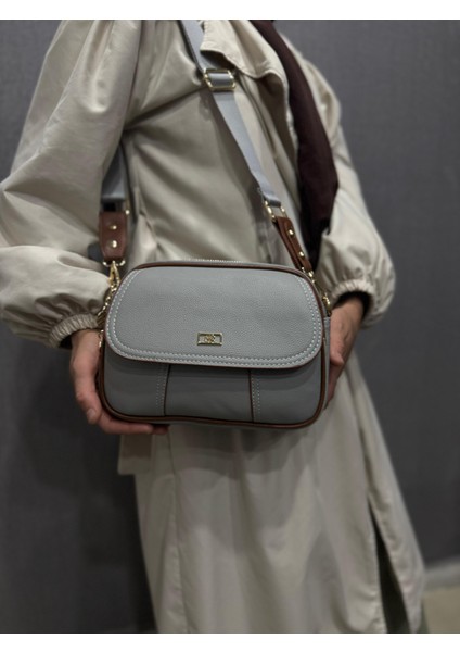 ,çok Gözlü , açık gri taba bayan Çapraz Çantası