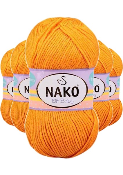 5 Adet Elite Baby El Örgü Ipi Tüylenmeyen Bebek Yünü Portakal Kabuğu 4038