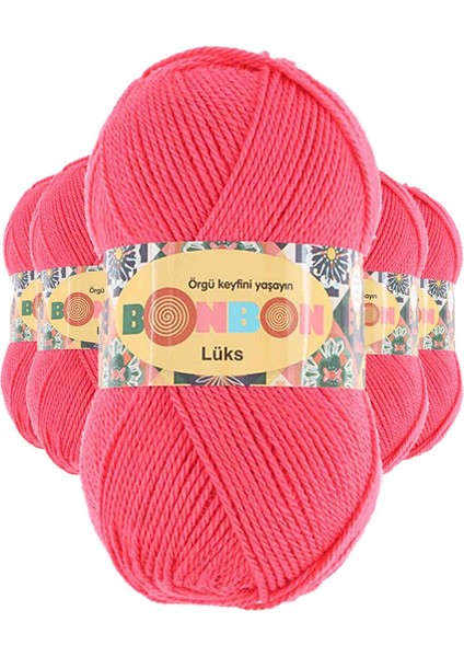 5 Adet Lüks Patik Ipi Yünü Mercan 98299