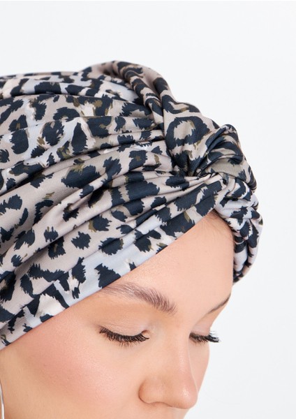 Gri Çapraz Büzgülü Tesettür Bone Sandy Leopar Desen 2511_15 fırsatları