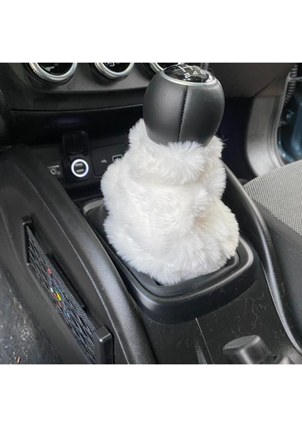 Yumuşak Peluş Vites Körüğü Vites Süsü Beyaz