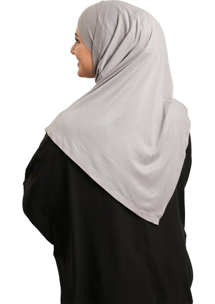 Gri Pratik Hazır Geçmeli Tesettür Eşarp Viskon Boneli Büyük Boy 1290BV_15 fırsatları