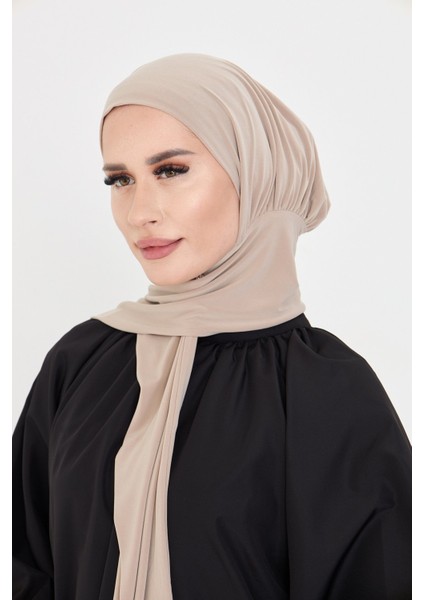 Bej Pratik Hazır Geçmeli Tesettür Bone Sandy Boyunluklu Çıtçıtlı 2505_12 fiyatları