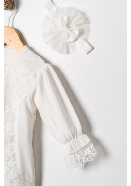 Kız Bebek Mevlütlük Tulum Bandanalı Dantelli modelleri