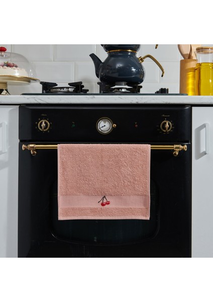 Kiraz Desenli Mutfak Havlusu - Pembe