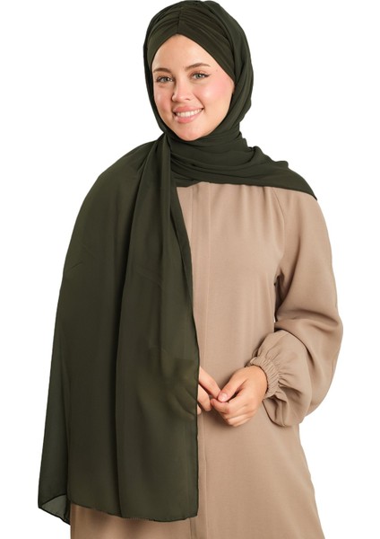 Haki Pratik Hazır Geçmeli Bone Şal Şifon Drapeli 2507_09