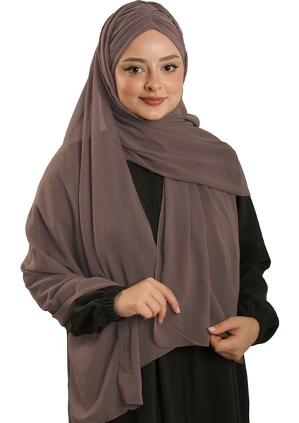 Vizon Pratik Hazır Geçmeli Bone Şal Şifon Drapeli 2507_10