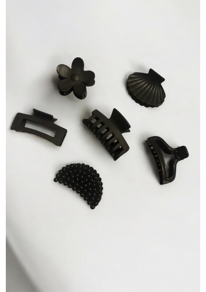 Kadın 6 Adet 6 Farklı Model 6 cm Siyah Mandal Toka fiyatları