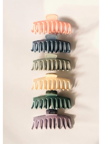 11 cm Büyük Boy Tırpan Model Renkli Kadın Saç Tokası | 6’lı Set – Güçlü Tutuculuk – Mat Yüzey