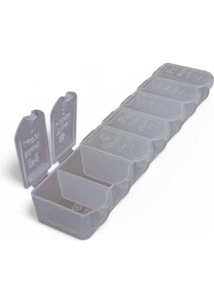 Şeffaf, Yedi Bölmeli, Haftalık Hap Kutusu, Plastik Hap Kutusu MEER1031