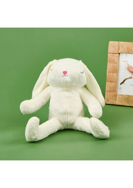 Soft Uyuyan Tavşan Figürlü Yastık - Beyaz - 20X35 cm
